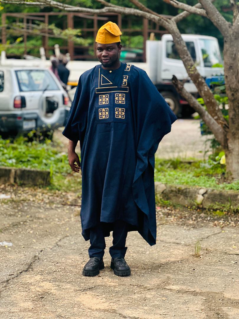 Navy Blue Agbada with Gold Embroidery